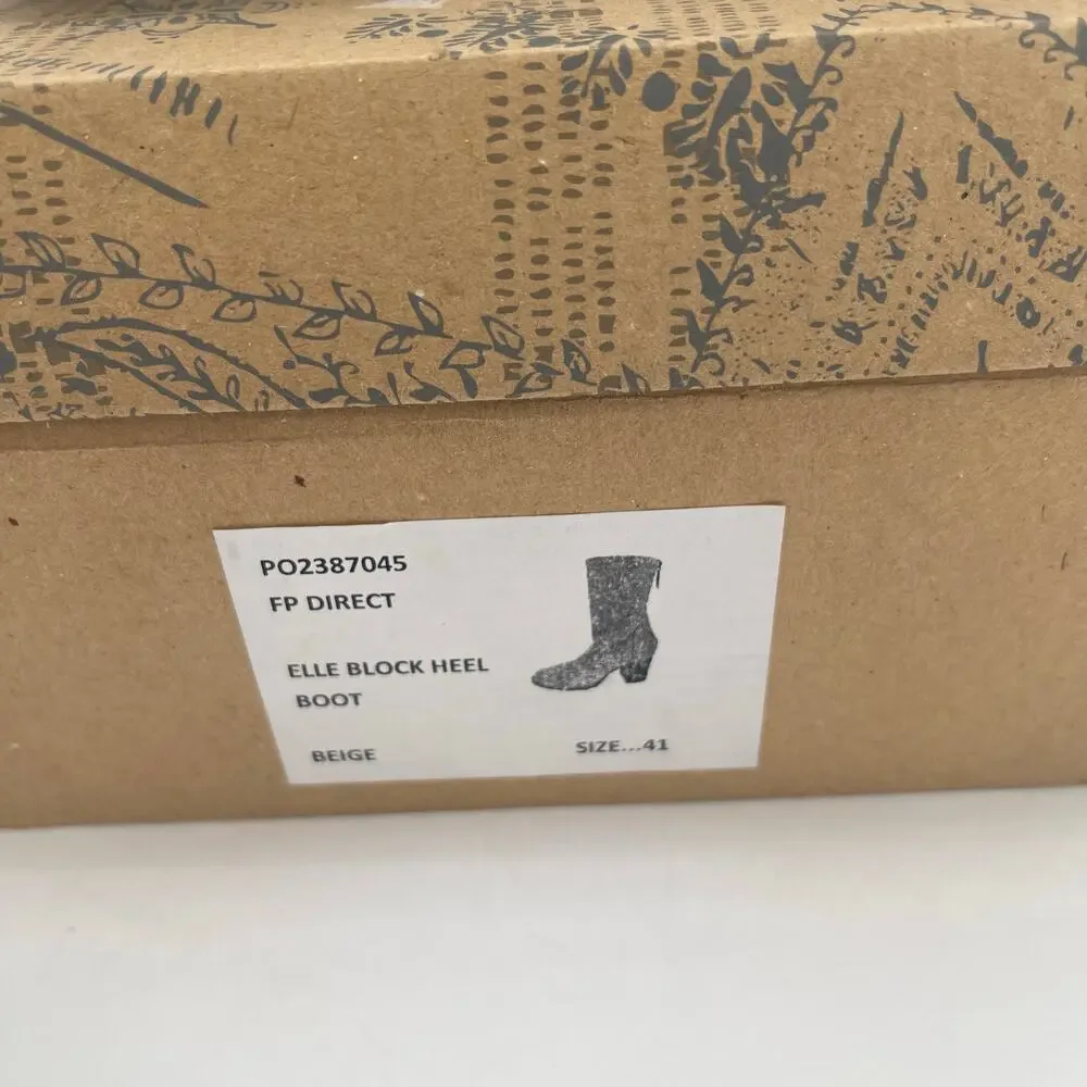 FREE PEOPLE Elle Boots Size 10 NEW Slouchy Leather Block Heel NWT/Box Beige Boho